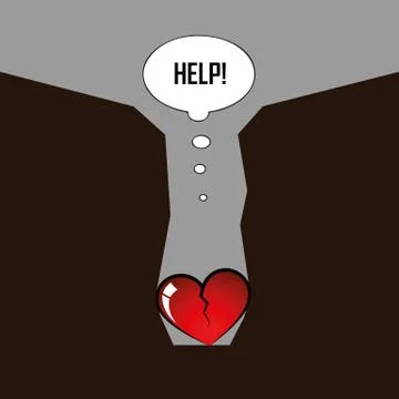 Broken heart inside a canyon need help pictogram Stock-Illustration