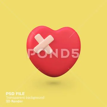 Broken heart isolated 3d render icon illustration PSD-Vorlage