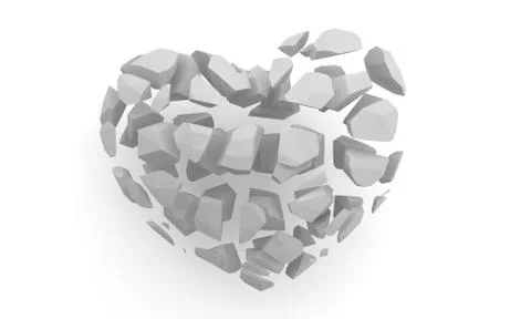 Broken heart isolated on white. 3d render illustration Stock Illustration