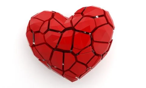 Broken heart isolated on white. 3d render illustration Stock Illustration