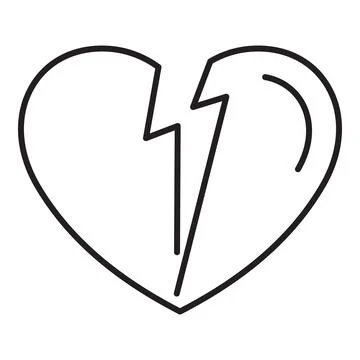 Broken heart with lightning bolt splitting it in two halves Illustrazione stock