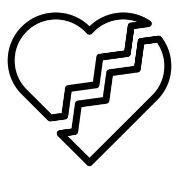 Broken heart line icon vector illustration isolated on white background Stock Illustration