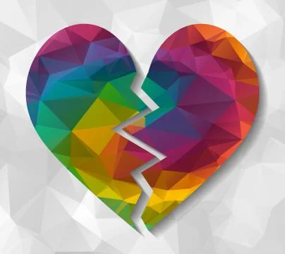 Broken heart low poly イラスト素材