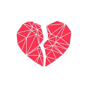 Broken heart made from triangles vector icon Stock Illustration