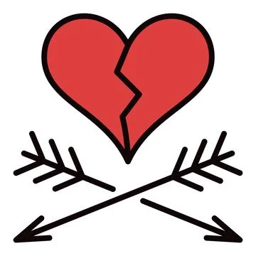 Broken Heart with Pair of Arrows vector Heart Broken colored icon Stock Illustration