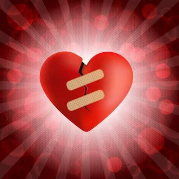 Broken heart with plaster and bubble background Stock-Illustration