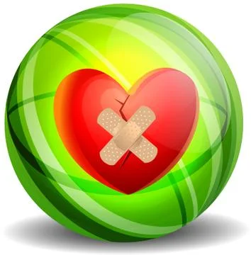 Broken heart with plaster vector Stock Illustration