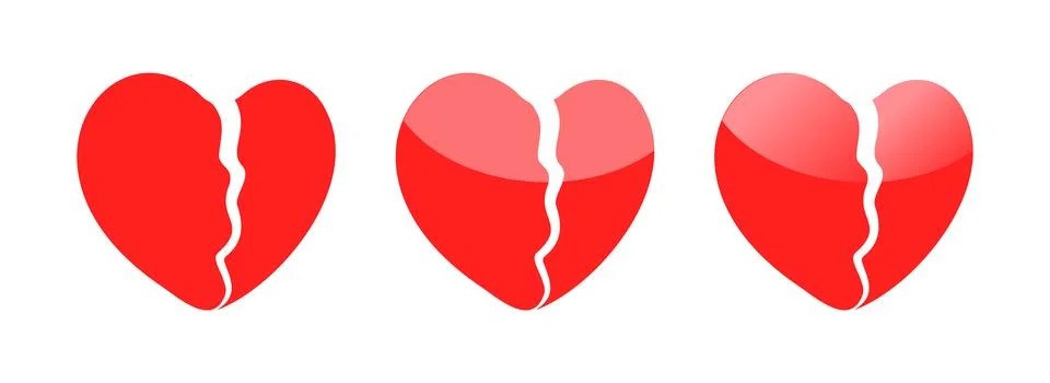 Broken Heart Red Styles Vector Icon Illustration Stock Illustration