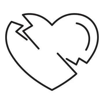 Broken heart representing end of relationship or divorce with jagged edges Stock Illustration