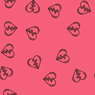 Broken heart sad mood vector seamless pattern 스톡 일러스트