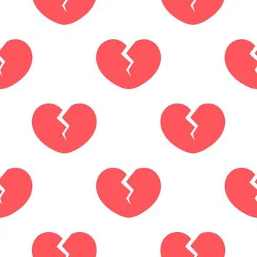 Broken heart seamless pattern in pink Illustrazione stock