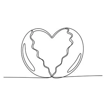 Broken Heart Shaped Easter Egg Line Art Symbol of Love Healing Stock Illustration