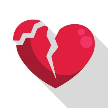 Broken heart showing crack representing end of love and suffering Stock Illustration