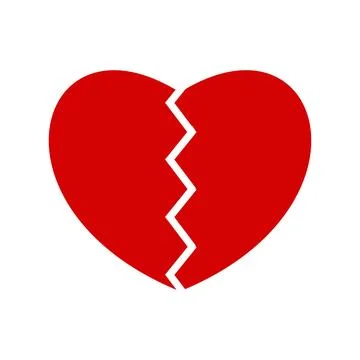 Broken heart sign. Flat style black icon on white background. Stock Illustration