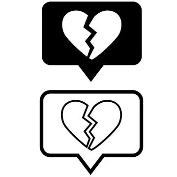 Broken heart social network like icon. Social media hiding like sign. Illustrazione stock