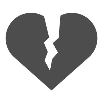 Broken heart solid icon. Sad love vector illustration isolated on white. Heart Stock Illustration