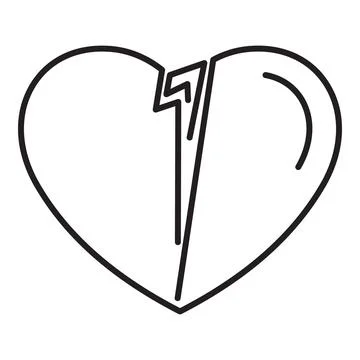 Broken heart split in two halves showing crack line Stock Illustration
