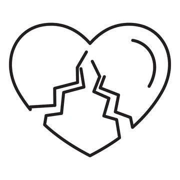 Broken heart split in two showing disconnection and sadness 스톡 일러스트