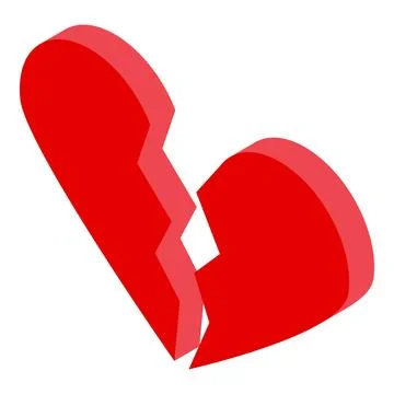Broken heart split in two symbolizing sadness and separation Illustrazione stock