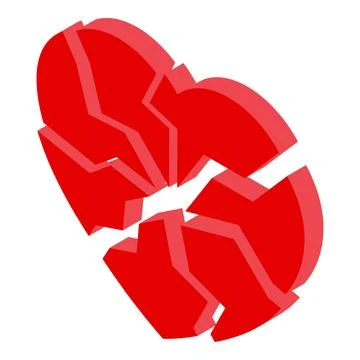 Broken heart splitting apart symbolizing difficult separation Illustrazione stock