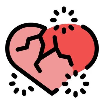 Broken heart splitting into pieces, expressing sadness and pain Stock Illustration