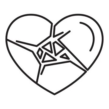 Broken heart splitting into triangular shards symbolizing lost love Illustrazione stock