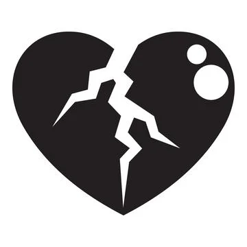 Broken heart splitting into two halves symbolizing divorce or breakup Stock Illustration