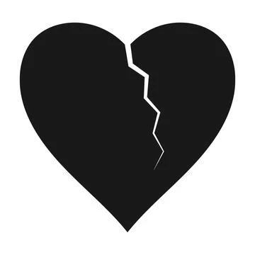 Broken heart symbol with vertical crack emotional pain concept Stock Illustration