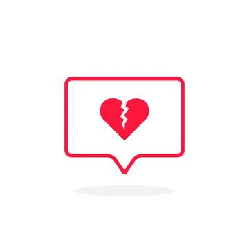 Broken heart like thin red instant message Stock Illustration