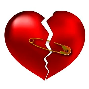 Broken heart torn Illustrazione stock