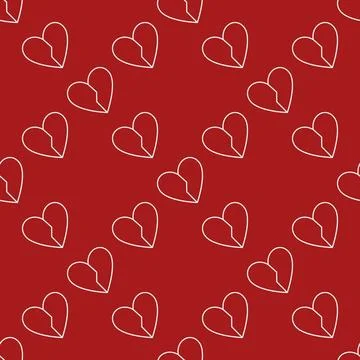 Broken Heart vector Breakup line seamless pattern Stock Illustration