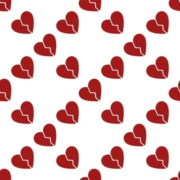 Broken heart vector concept red seamless pattern Stock Illustration