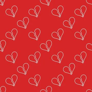 Broken Heart vector Despair linear design seamless pattern Illustrazione stock