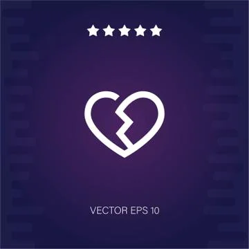 Broken heart vector icon Stock Illustration