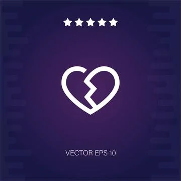 Broken heart vector icon Illustrazione stock