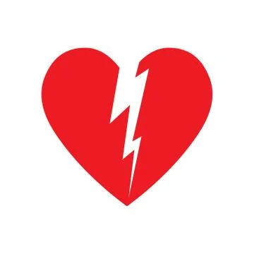 Broken Heart vector icon. Red broken heart isolated illustration Stock Illustration