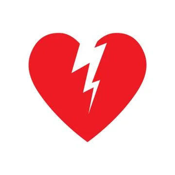 Broken Heart vector icon. Red broken heart isolated illustration Stock Illustration