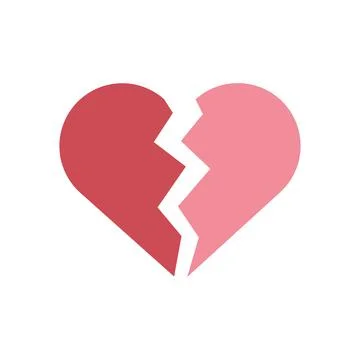 Broken heart vector icon on white background Stock Illustration
