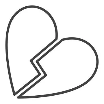 Broken Heart vector Sad or No Love linear icon or design element Stock Illustration