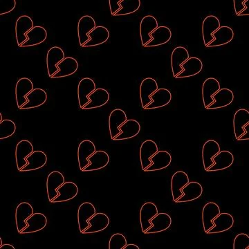 Broken Heart vector Sad or No Love linear seamless pattern Stock Illustration