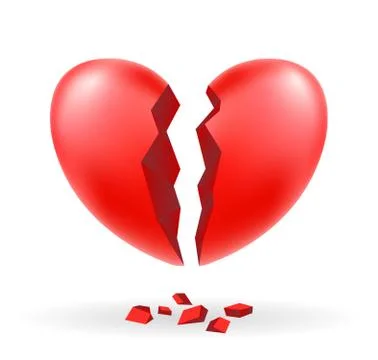 Broken heart vector on a white background Stock Illustration