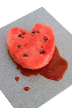 Broken heart watermelon Stock Photos