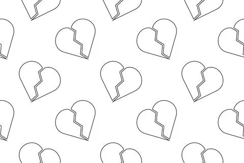 Broken Hearts Seamless Coloring Pattern Stock Illustration