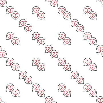 Broken Hearts in Speech Bubbles vector Romantic Struggle seamless pattern i.. Stock Illustration