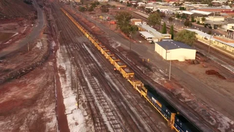 Broken Hill mining city in Far West of NSW, Australia sunrise aerial flying 4k Stock Footage 270521604