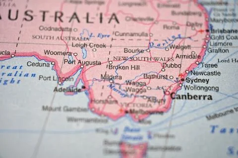 Broken Hill Outback Mining City on Soft Blurred New South Wales Map Backgro.. Stock Photos