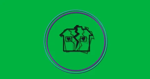 Broken home icon rotating on transparent background, neon rings and heart Stock-Footage 317527122