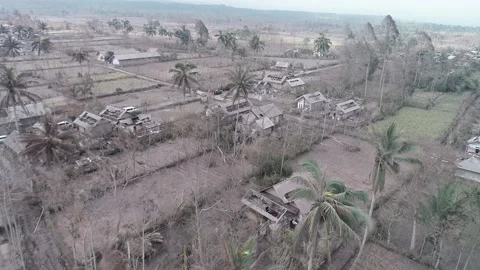 BROKEN HOUSE BECAUSE OF SEMERU MOUNTAIN ERUPTION IN CURAH KOBOKAN VILLAGE Stock Footage 166807466