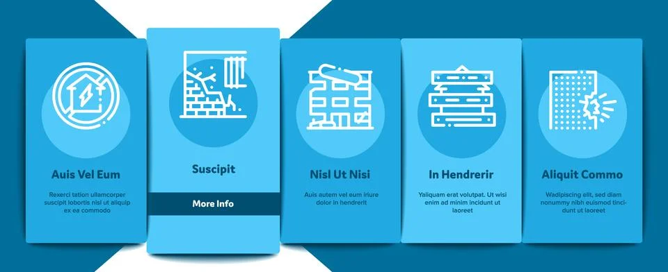 Broken House Building Onboarding Elements Icons Set Vector Stock Illustration