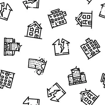 Broken House Building Seamless Pattern Vector Ilustración de archivo